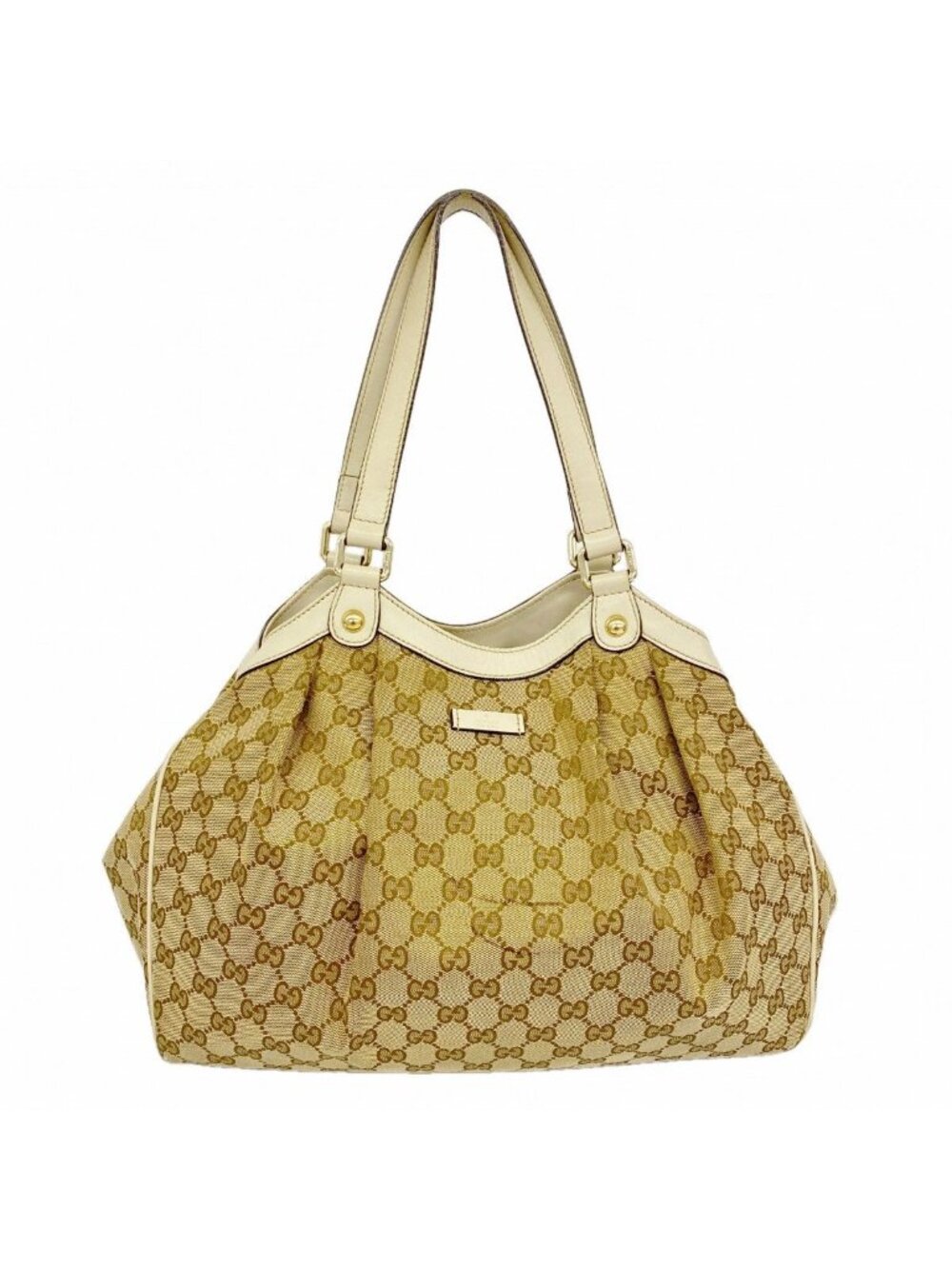 Gucci Tote GG Canvas Beige Champagne Gold